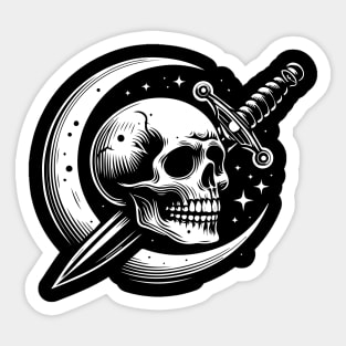 skull sword and moon Sticker